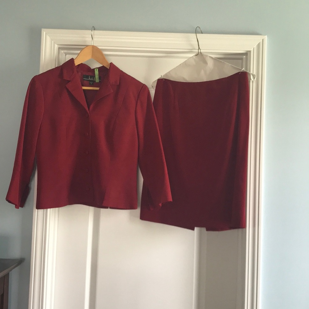 Cranberry Red silk day suit